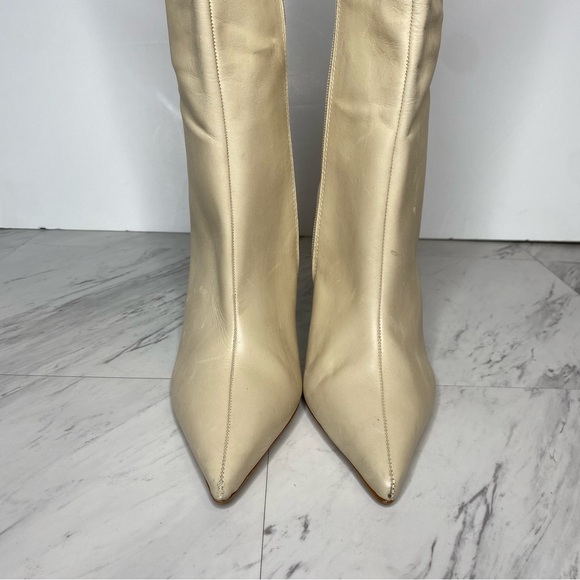 Schutz Asya Up Eggshell Leather Pointy Toe Wedge Tall Boot 9B - Picture 11 of 14
